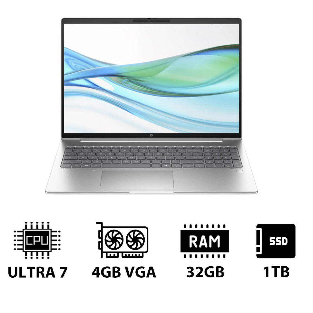 HP ProBook 460 G11 - 16" WUXGA / Ultra 7 155H / 32GB / 1TB (NVMe M.2 SSD) / 4GB VGA / DOS (Without OS) / 1YW / Pike silver - Laptop