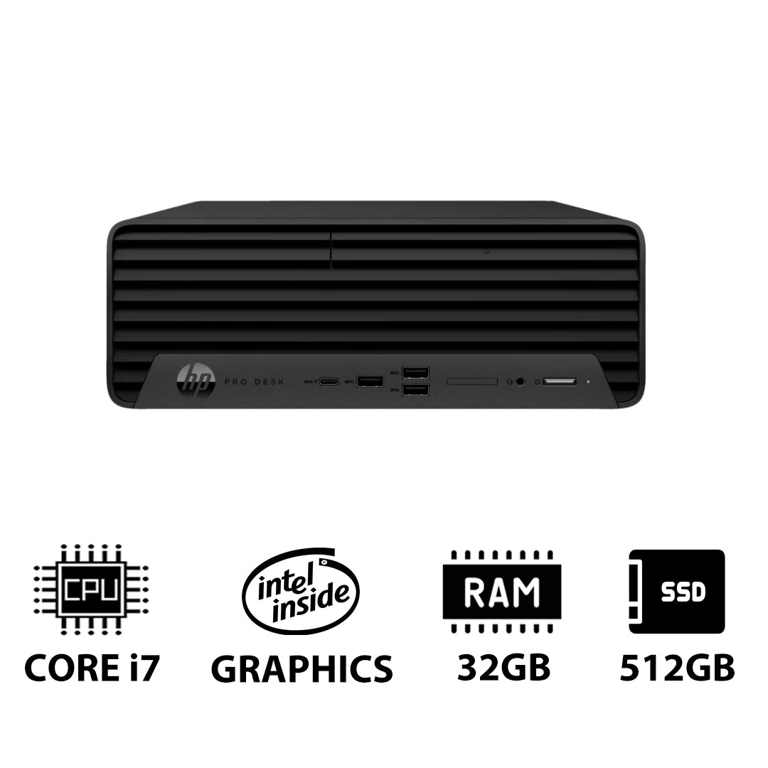 إتش بي برو SFF 400 G9 - آي 7 / 32 جيجابايت / 512 جيجابايت (NVMe م.2 إس إس دي) / دوس (بدون نظام تشغيل)  دوس (بدون نظام تشغيل) / ضمان سنة - كمبيوتر مكتبي