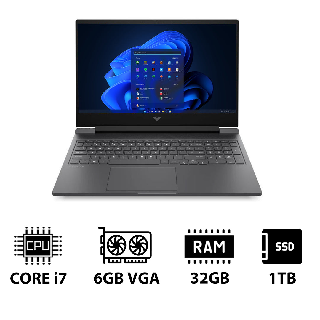 HP Victus Gaming Laptop 16-R1042NE - 16.1" FHD / i7 / 32GB / 1TB (NVMe M.2 SSD) / RTX 4050 6GB VGA / Win 11 Pro / 1YW / Mica Silver - Laptop