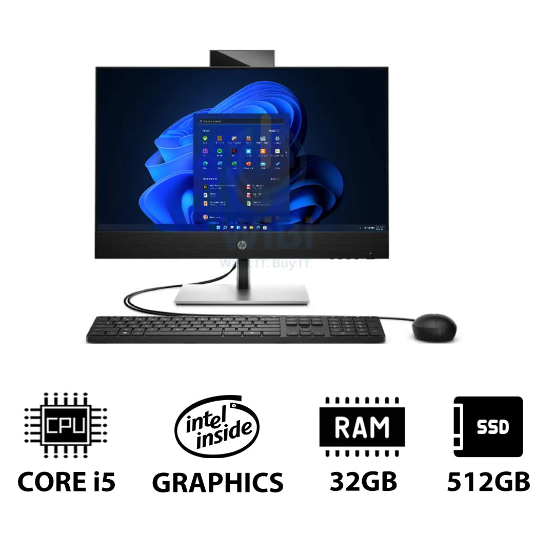 إتش بي برو ون 440 G9 المتكامل - آي 5 / 32 جيجابايت / 512 جيجابايت (NVMe م.2 إس إس دي) / 23.8" FHD لا تعمل باللمس / ويندوز 11 برو  ضمان سنة - كمبيوتر مكتبي