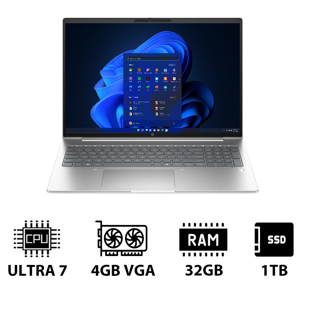 HP ProBook 460 G11 - 16" WUXGA / Ultra 7 155H / 32GB / 1TB (NVMe M.2 SSD) / 4GB VGA / Win 11 Pro / 1YW / Pike silver - Laptop