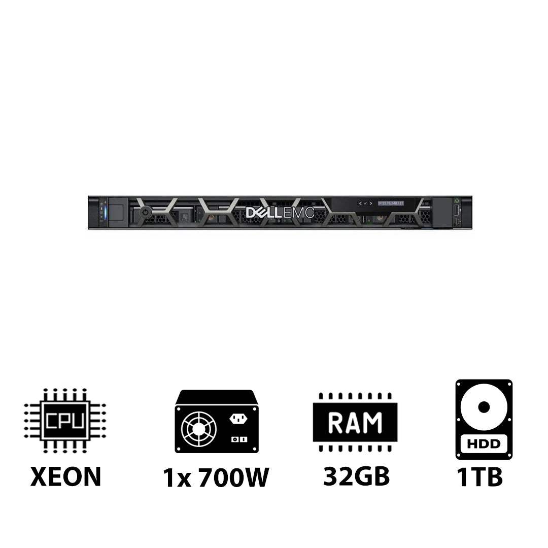 Dell PowerEdge R250 - Xeon-2.80GHz / 4-Cores / 32GB / 1TB HDD / 1x 700Watts / Rack (1U)