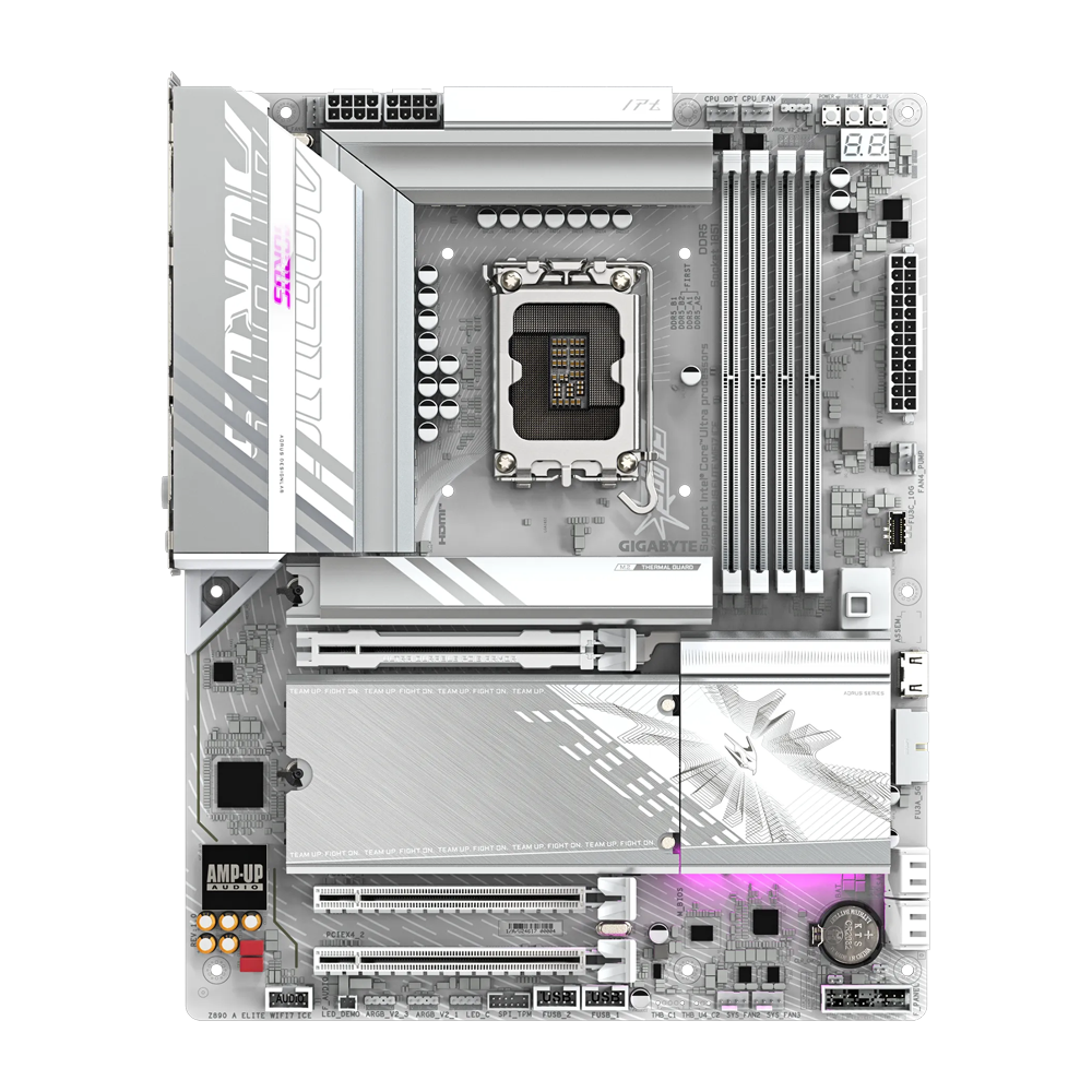 GIGABYTE Z890 A ELITE WF7 ICE 1.0 Motherboard - DDR5 / Wi-Fi / Bluetooth / HDMI / DisplayPort / USB - White