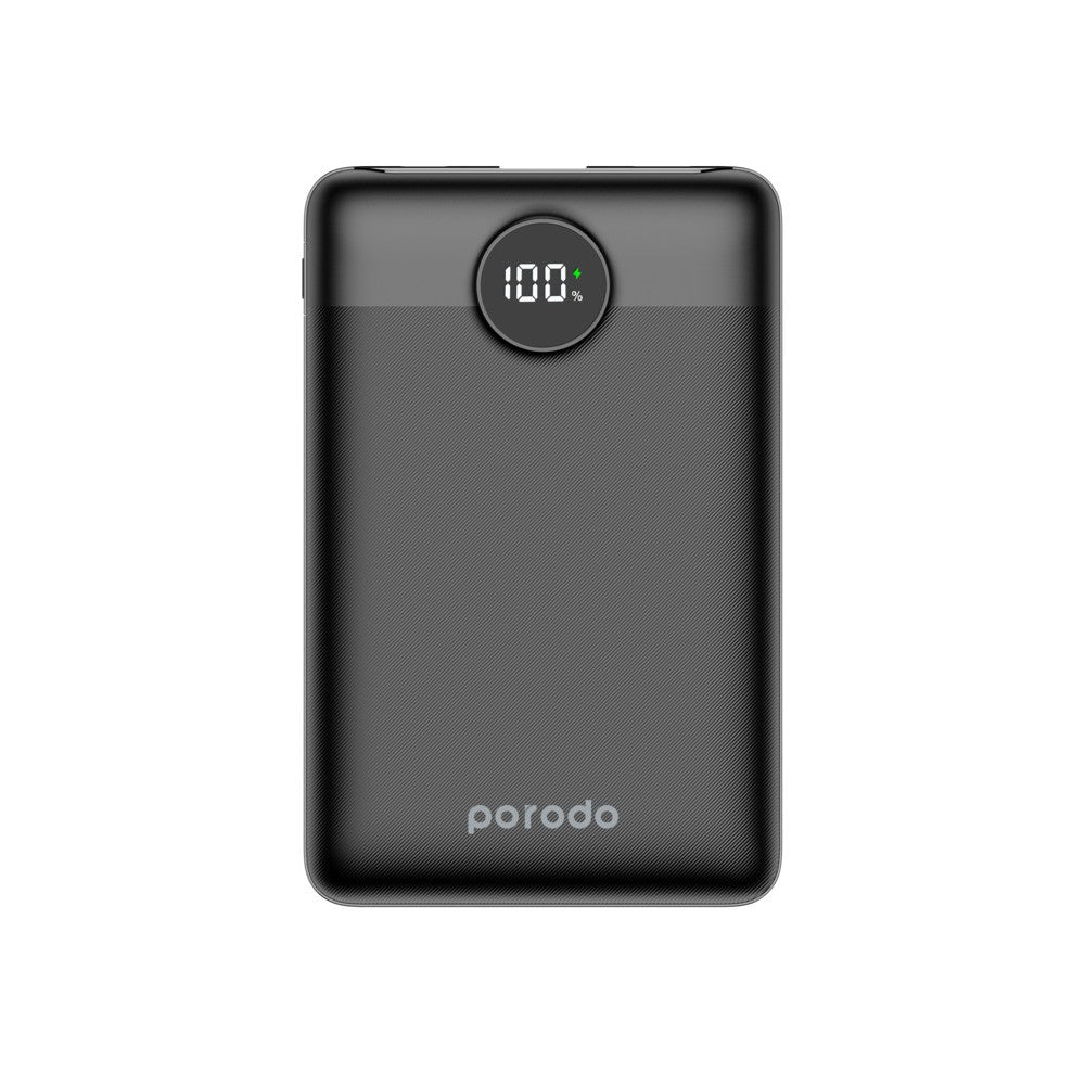 Porodo Super Slim  20W PD & QC3.0 Power Bank 10000mAh With 2-Output Fast Charging - Black