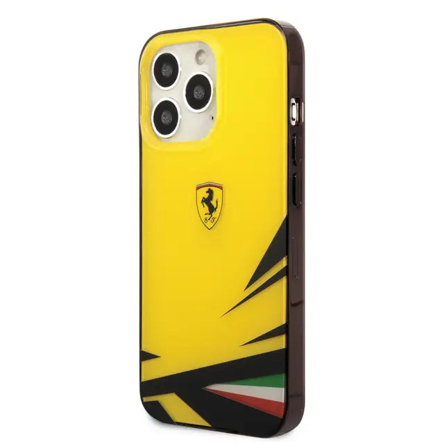 Ferrari iPhone 14 Pro Max PC/TPU Case with Double Layer Print - Yellow