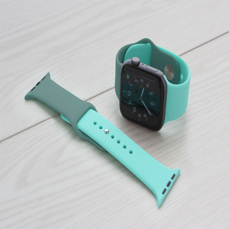 Torrii Siliconee Mix Watch Band For Apple Watch 49 / 45 / 44 / 42 mm - Dark Green / Aqua Blue