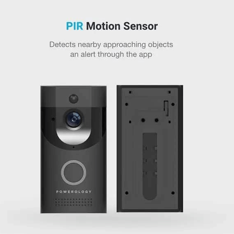 Powerology Smart Video Doorbell With Night Vision And Motion Sensor - Black