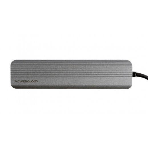 Powerology 6in1 Slim 4K HDMI USB-C Hub - Gray