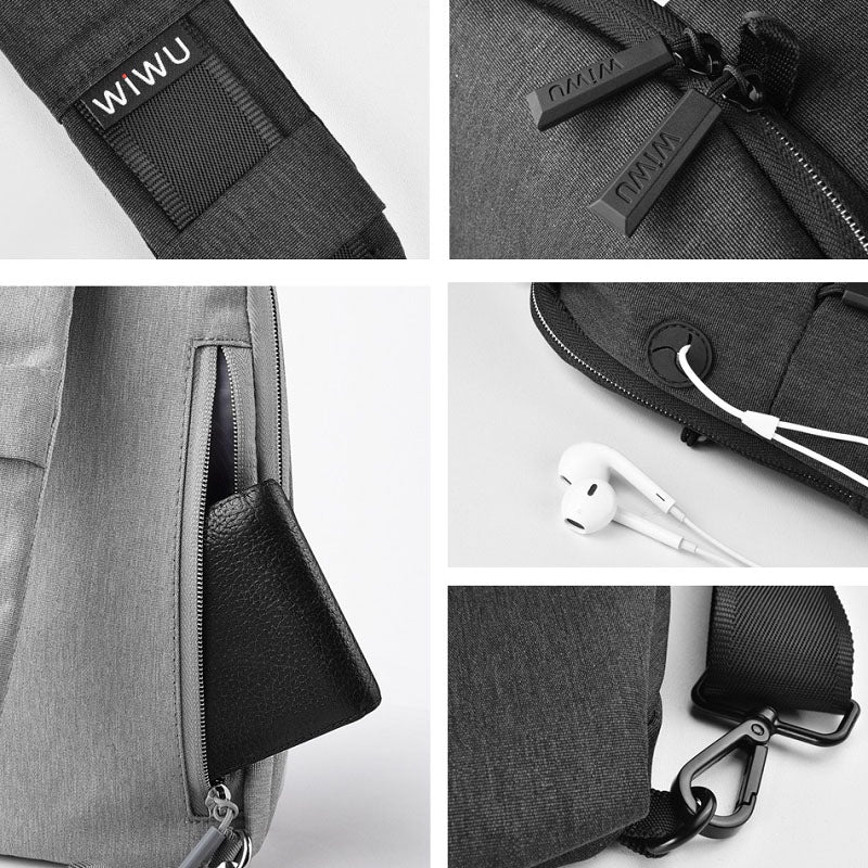 Wiwu Odyssey Water Proof Shoulder Chest Crossbody Bag - Black