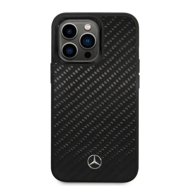 Mercedes-Benz iPhone 14 Pro Max Magsafe Compatibility Dynamic Real Carbon Fiber Case - Black