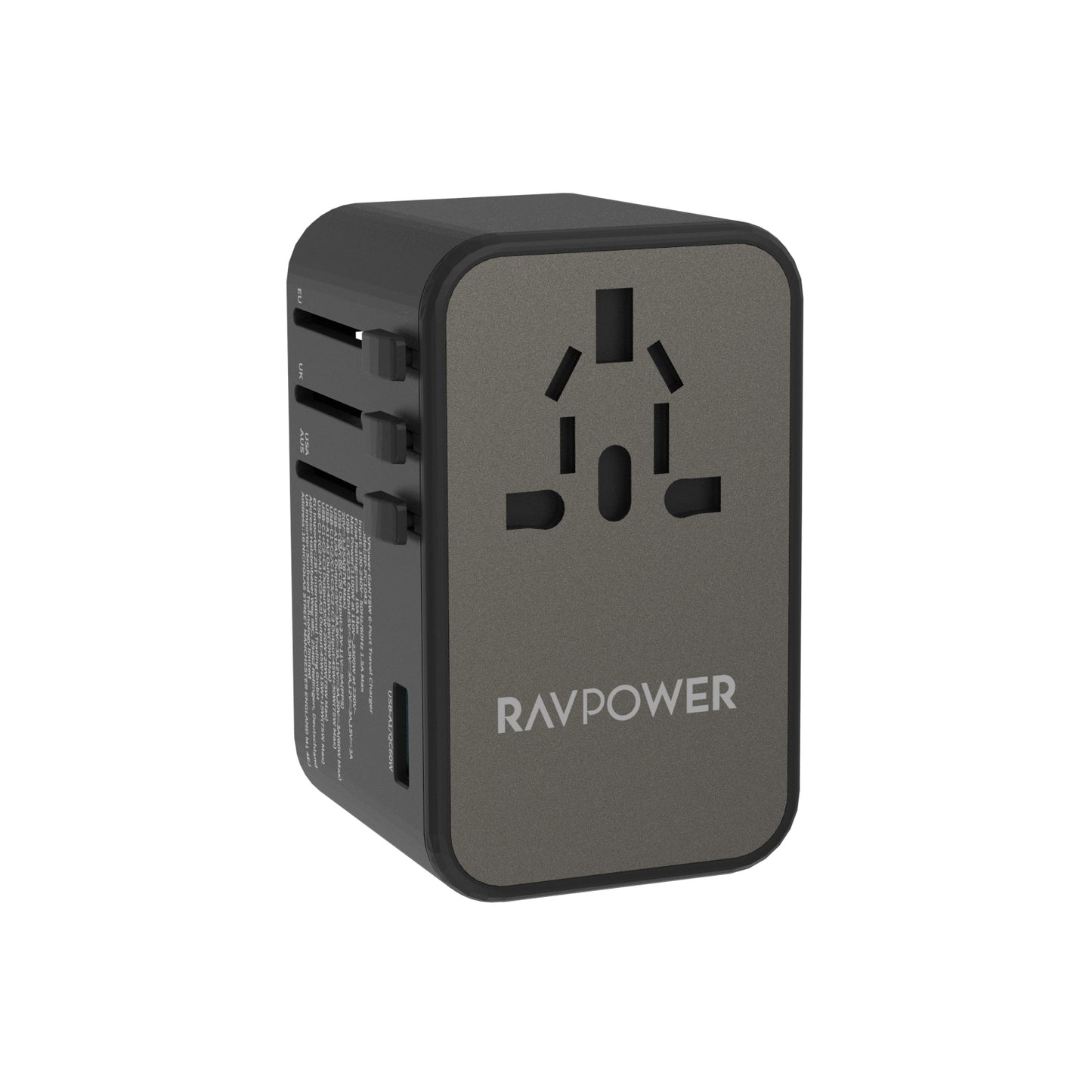 RAVPOWER RP-PC1043 PD GaN 75W 4-Port Travel Charger - Black
