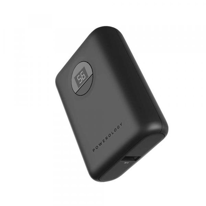 Powerology Ultra-Compact Power Bank - 10,000mAh / 20W / USB-C / USB-A / Black