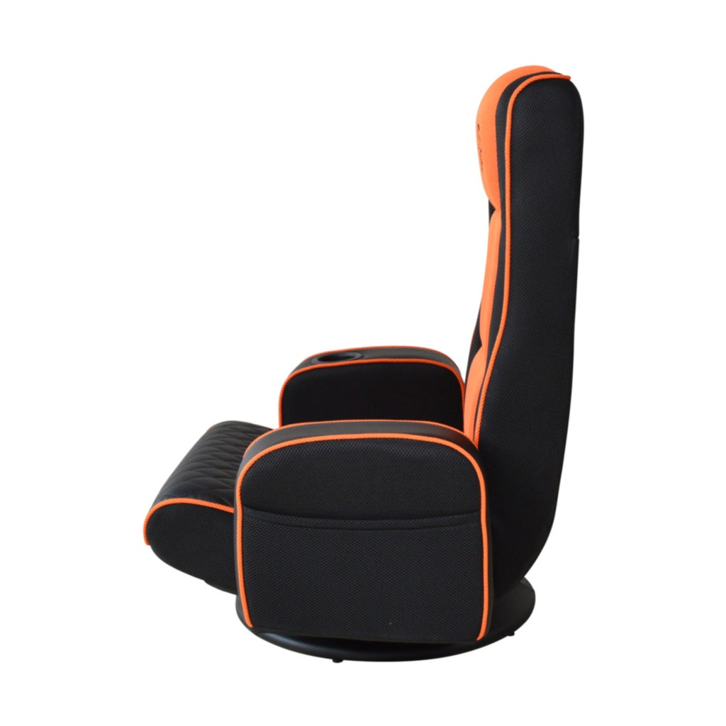 بورودو الألعاب بريداتور برو  الألعاب  مقعد مع  مسند ذراع وحامل أكواب دوار 360 درجة - أسود / برتقالي