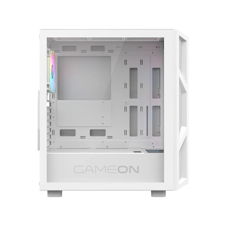 GAMEON TridentIV 4 Mid Tower Gaming Case ARGB fans+control+remote set+ 750W PSU (pre-install） - White