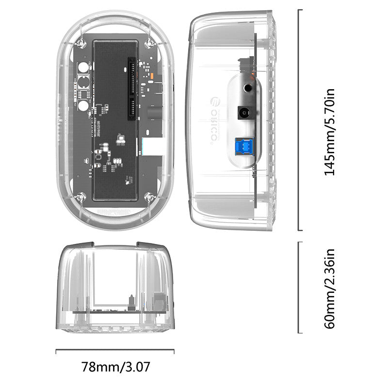 ORICO 3.5 inch Transparent USB3.0 Hard Drive Dock - Transparent