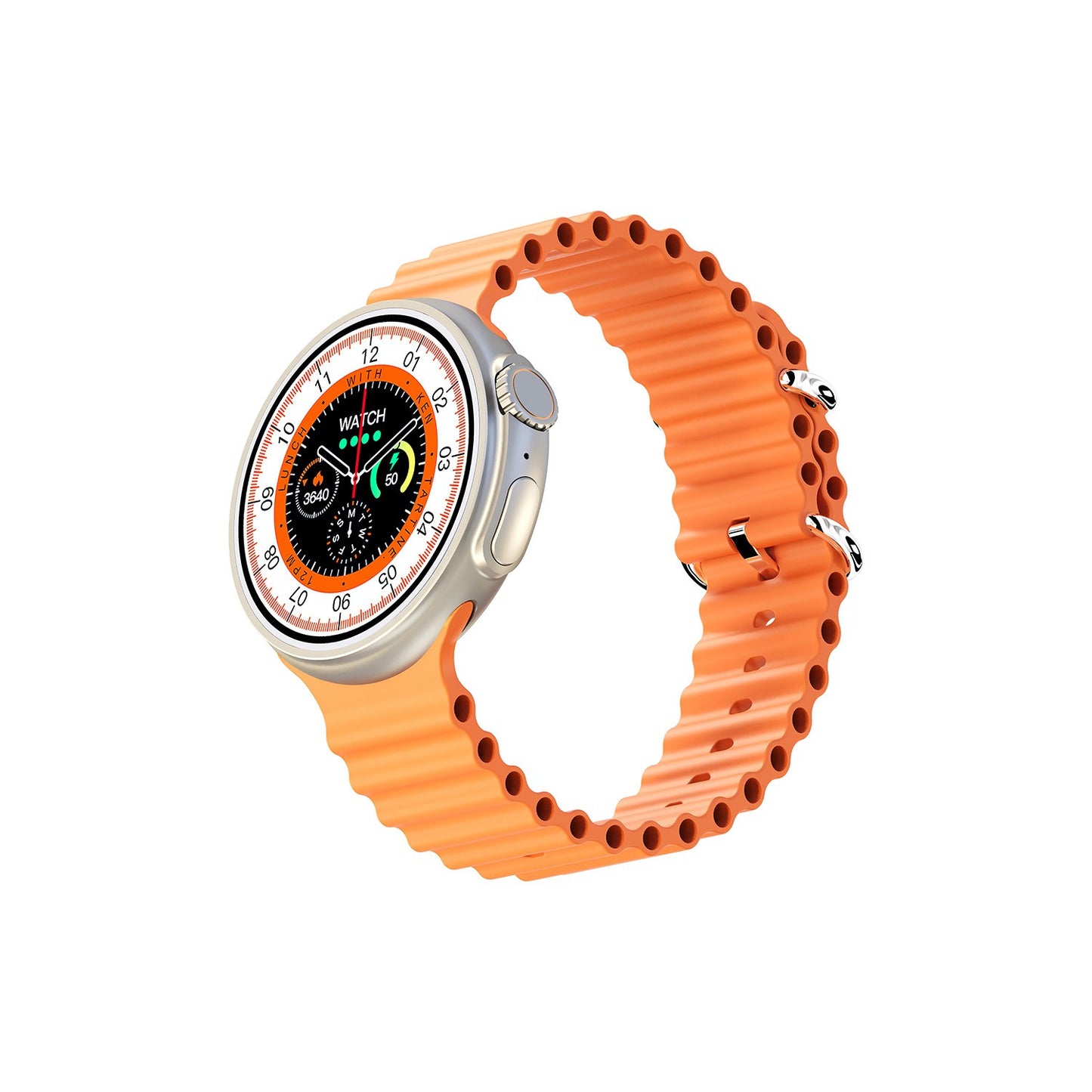 ساعة Porodo Ultra Evo الذكية بشاشة لمس واسعة 1.51 بوصة - سوار برتقالي