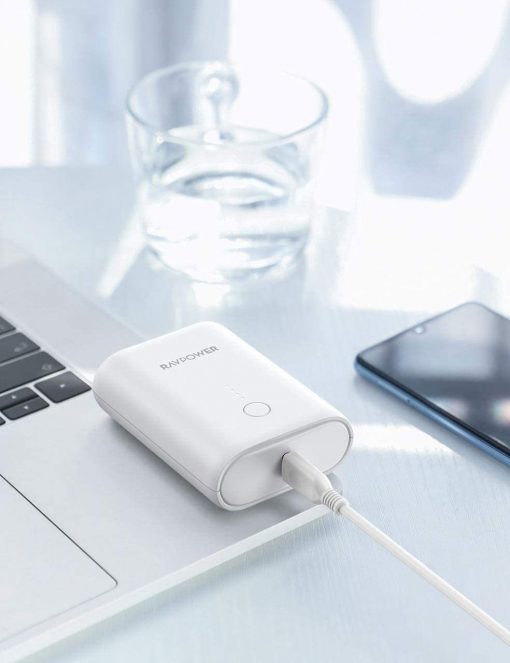 RAVPower PD+QC 2-Port Power Bank - 10,000mAh / 18W / White