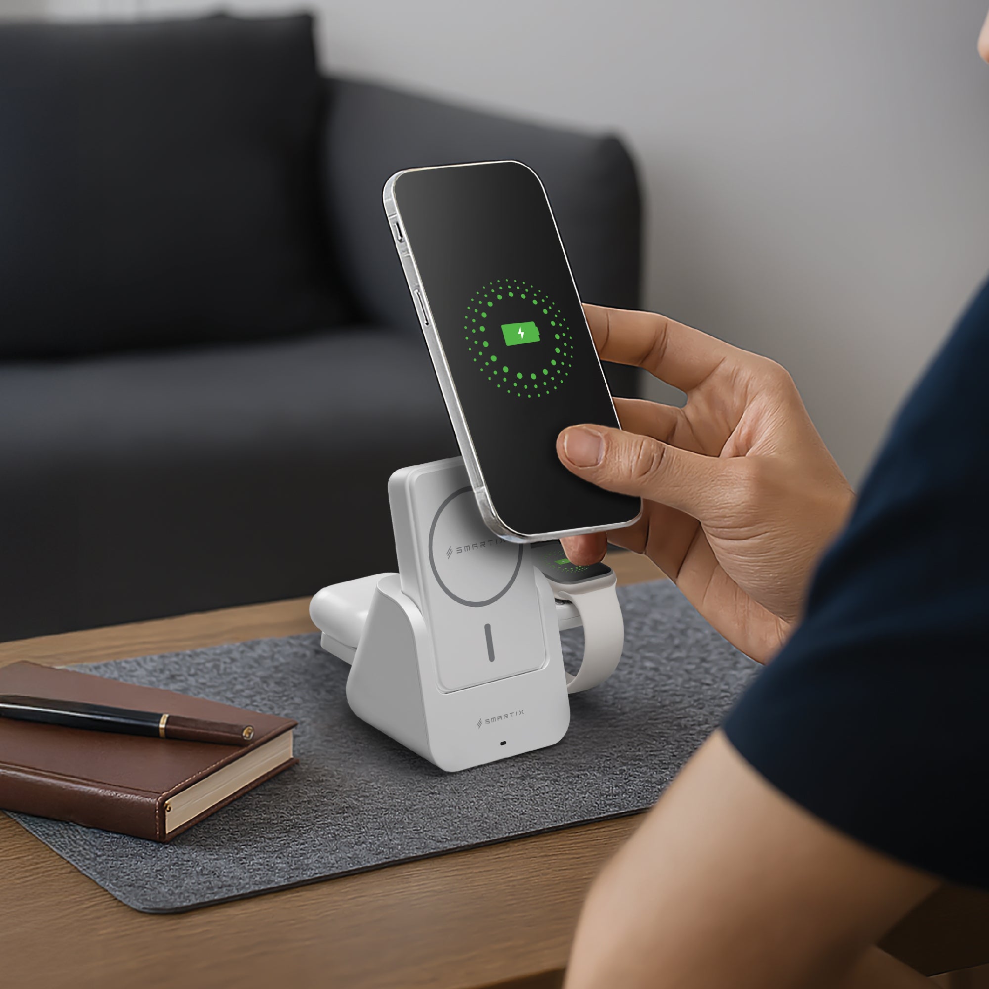 Smartix AirDock 3 in 1 Dock + Detachable Power Bank - 10000mAh / 20W / USB-C / White