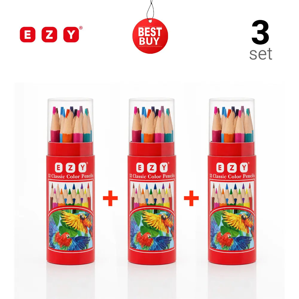 Ezy Classic Mini Tube Colored Pencil  - Pack Of 3