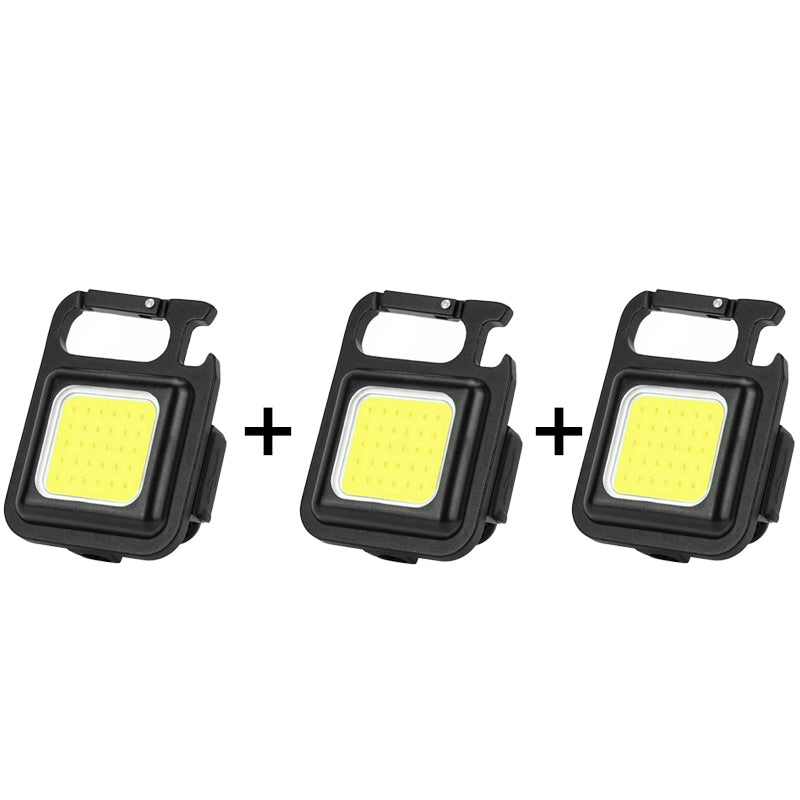 Cob Rechargeable Keychain Light For Fishing, Walking And Camping - (3-Pack)