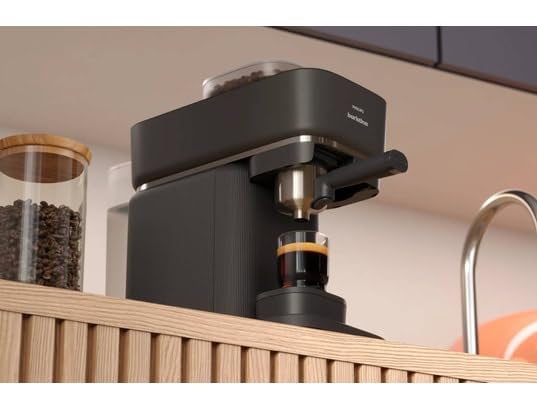 Philips Baristina Espresso Machine, Real Espresso Machine, Made Easy, Compact, 16 Bar Pressure, Built-in Grinder, Black Machine with Black Filter Holder (BAR300/60)