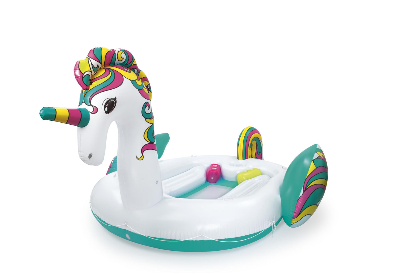 Bestway 5.90m x 4.04m giant unicorn island (contents:one island, one climb cushion, one anchor bag, heavy-duty repair patch)