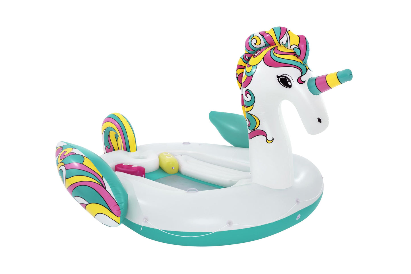 Bestway 5.90m x 4.04m giant unicorn island (contents:one island, one climb cushion, one anchor bag, heavy-duty repair patch)