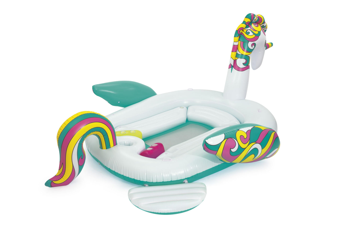 Bestway 5.90m x 4.04m giant unicorn island (contents:one island, one climb cushion, one anchor bag, heavy-duty repair patch)