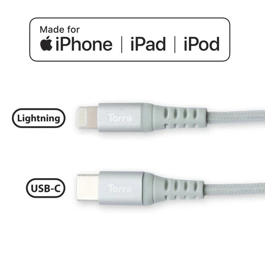 Torrii Kevable Cable - USB-C / Lightning / 1 Meter / Silver