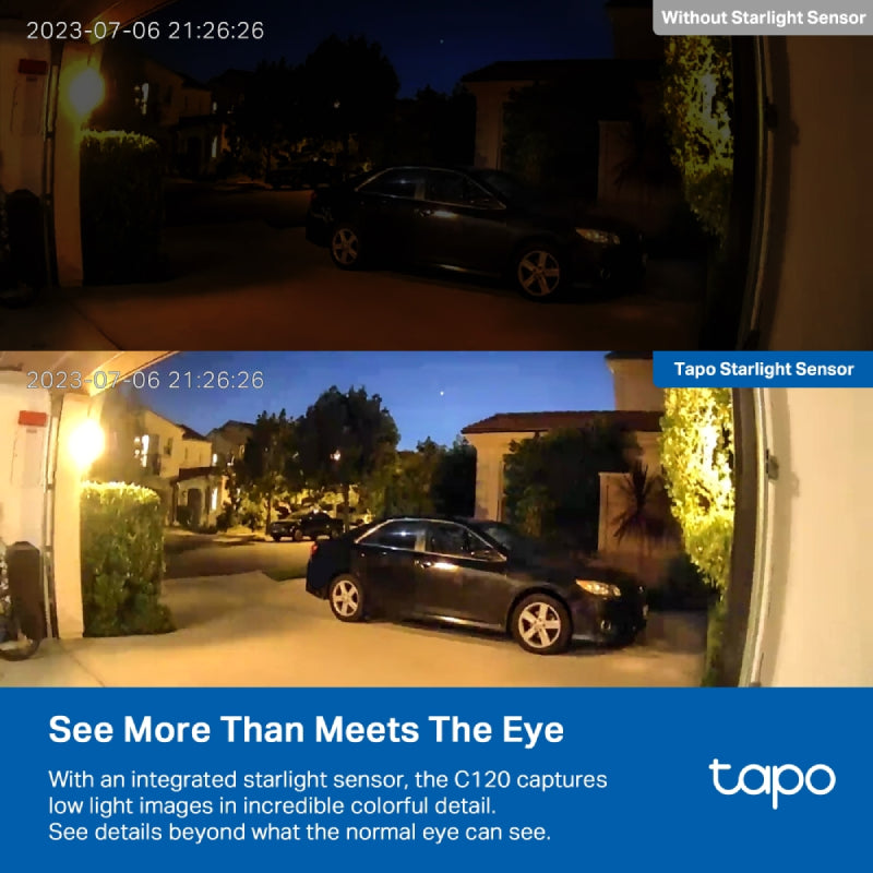 TP-Link (TAPO C120) Tapo Indoor/Outdoor Wi-Fi Home Security Camera - 2K QHD 4MP / 12x Digital Zoom