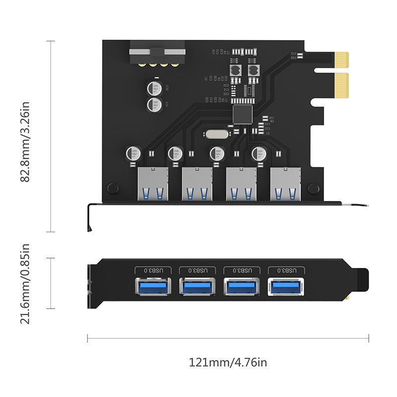 أوريكو 4 منفذ USB3.0 USB3.0 PCI-E التوسعة بطاقة PCI-E