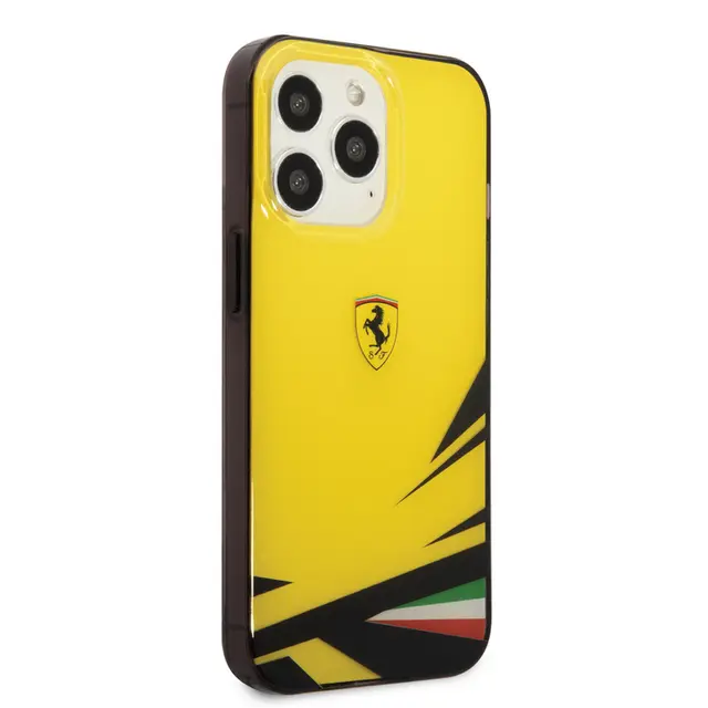 Ferrari iPhone 14 Pro Max PC/TPU Case with Double Layer Print - Yellow