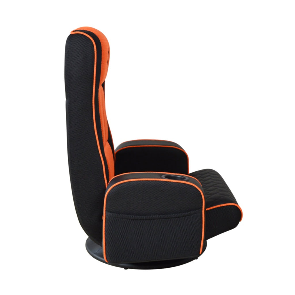 بورودو الألعاب بريداتور برو  الألعاب  مقعد مع  مسند ذراع وحامل أكواب دوار 360 درجة - أسود / برتقالي