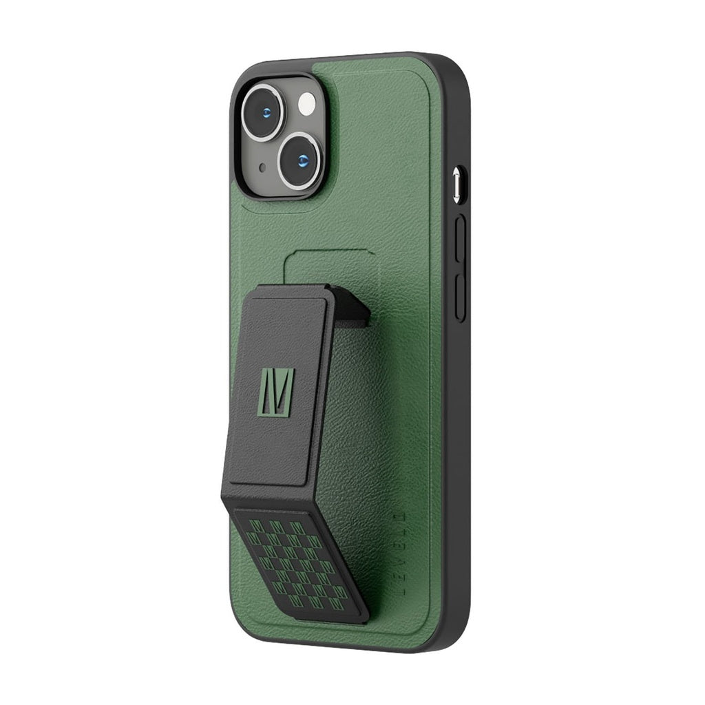 Levelo Morphix Gripstand PU Leather Case - iPhone 14 Plus / Forest Green