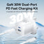 Vention 2-Port GaN Charger with Cable - 30W / USB-C / White