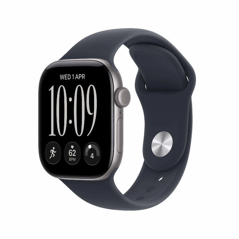 Apple Watch Series 12 - LTPO OLED / 64GB / 46mm / Bluetooth / Wi-Fi / Small/Medium / Space Grey Aluminium Case with Navy Blue Sport Band