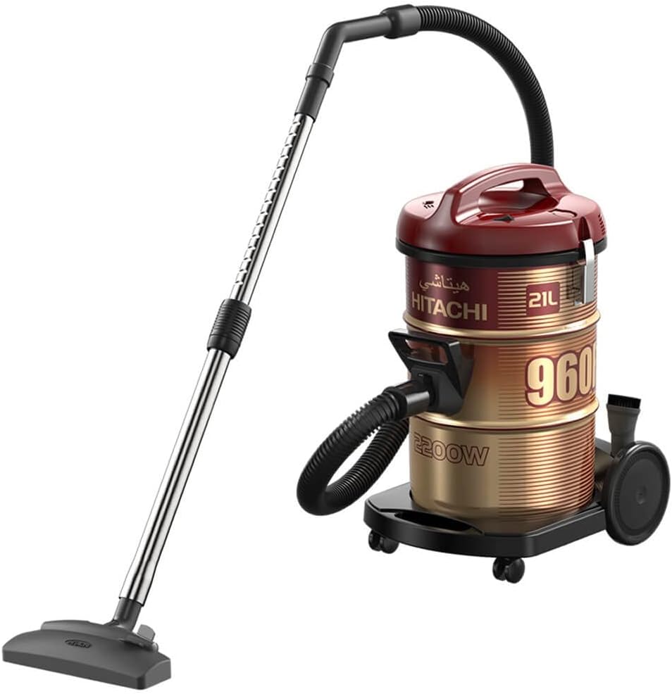 Hitachi Vacuum Cleaner 2200 Watts, 21 Liters, CV-960F SS220 WR - Wine Red