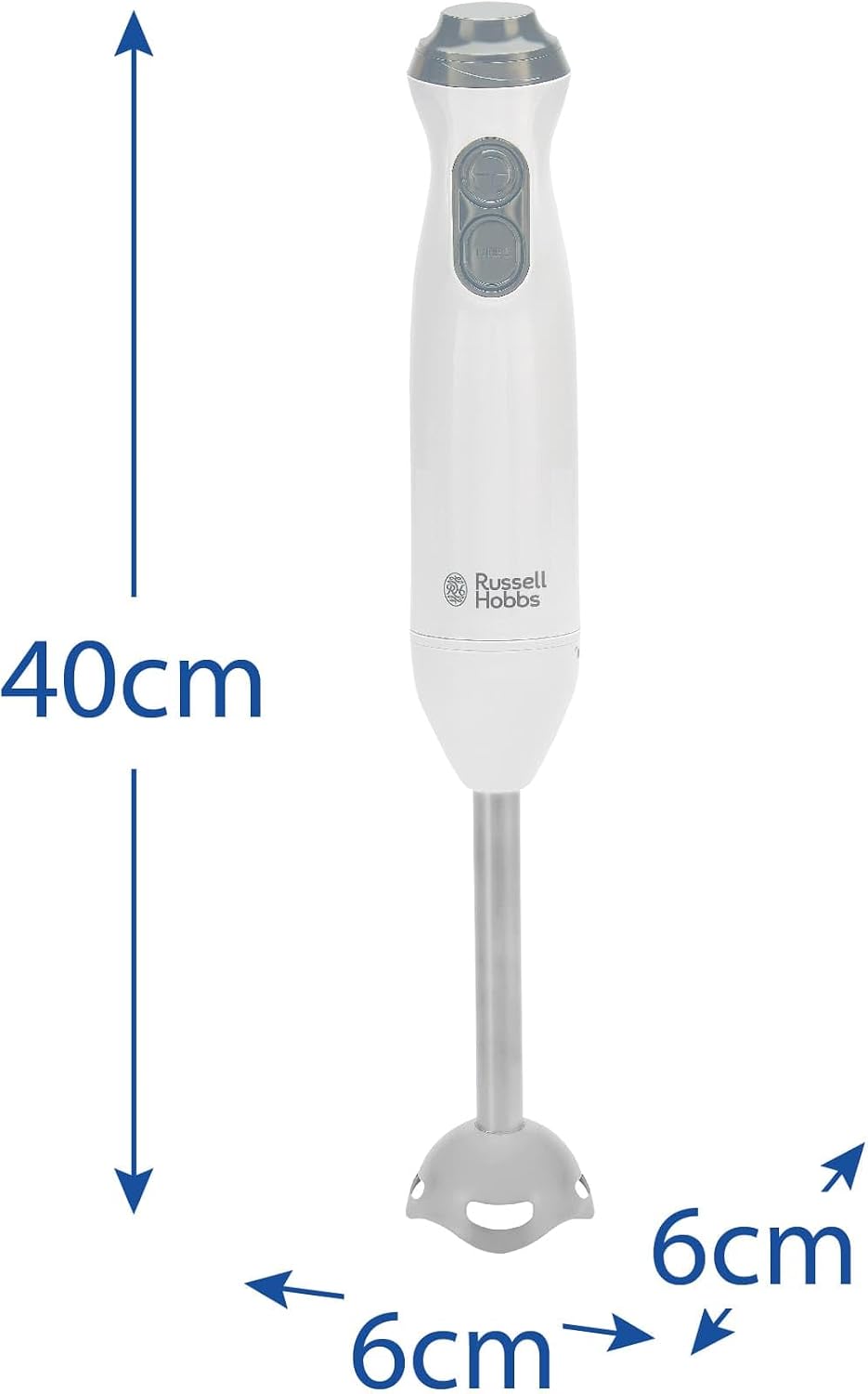 Russell Hobbs 600W Hand Blender Set, Variable Speed Blender with Chopper Attachment, 500ml Transparent Beaker, Stainless Steel Removable Leg, BPA Free & Dishwasher Safe, White – Model 27560