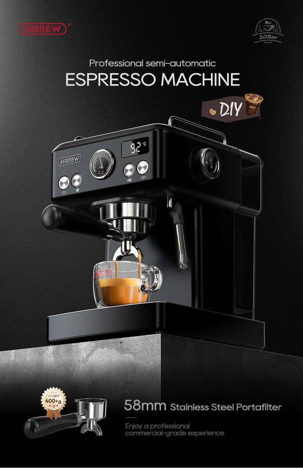 HiBREW Semi Automatic Espresso Coffee Machine H10A - Black