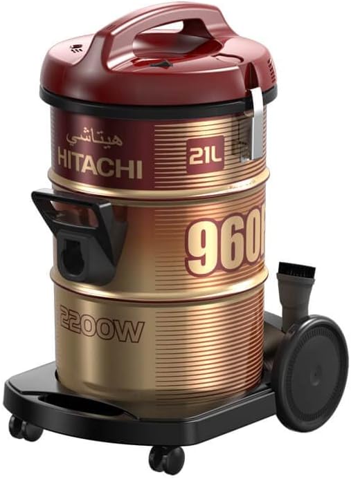 Hitachi Vacuum Cleaner 2200 Watts, 21 Liters, CV-960F SS220 WR - Wine Red