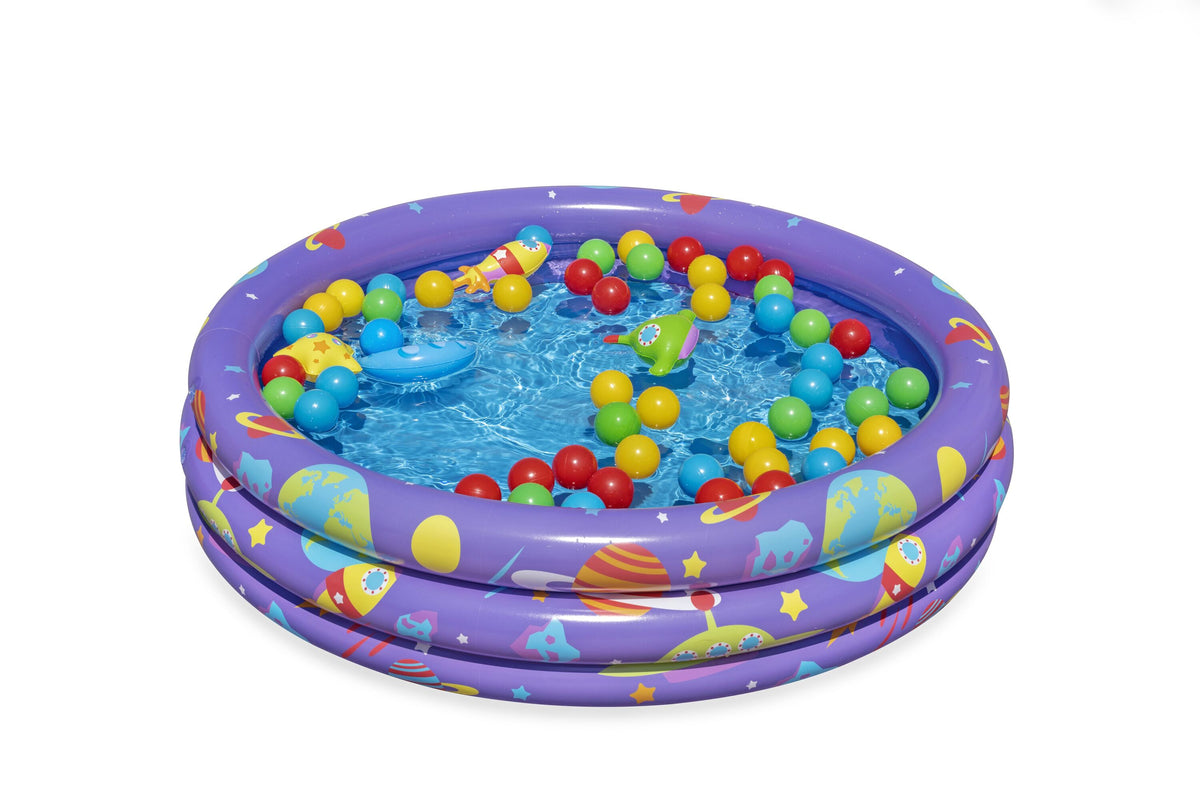 Bestway 1.02M X H25Cm Intergalactic Surprise Ball Pit (Contents:1 Pool,46 Play Balls,4 Openable Balls,4 Small Toys, Repair Patch) Age 2+