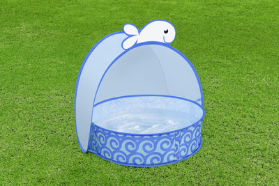 Bestway 78cm x 68cm x 60cm pop-up n' splash baby pool (contents:1 shade,1 pool,2 elastic straps,1 carry bag) age 2+