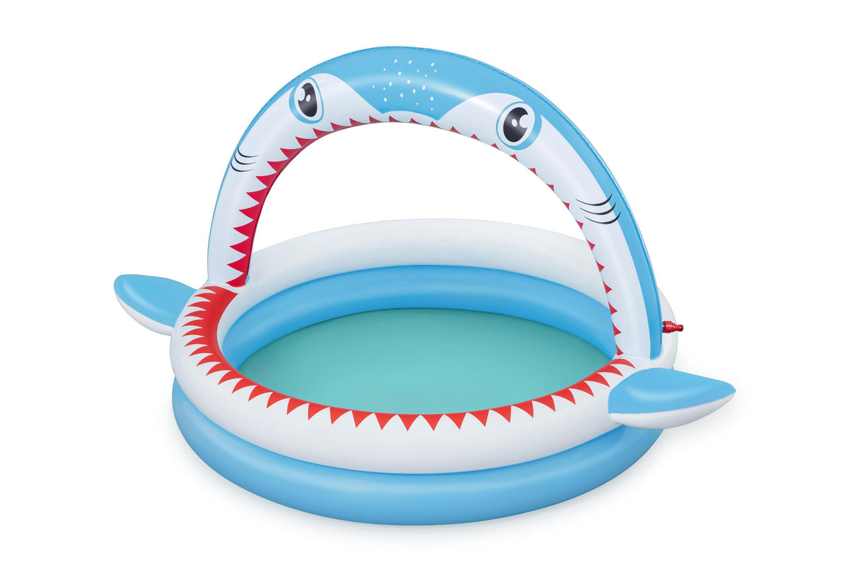 Bestway 1.63M X 1.27M X 92Cm Sharktastic Sprinkler Play Pool (1 Pool, Repair Patch.) Age 2+