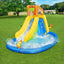Bestway 4.35m x 2.86m x 2.67m mount splashmore mega waterpark (1 water slide with pool, 1 blower, 1 waters spraying hose, 1 anchor bag, 1 repair kit, 1 storage bag , 2 blower stakes , 10 bouncer stakes.) age 5+