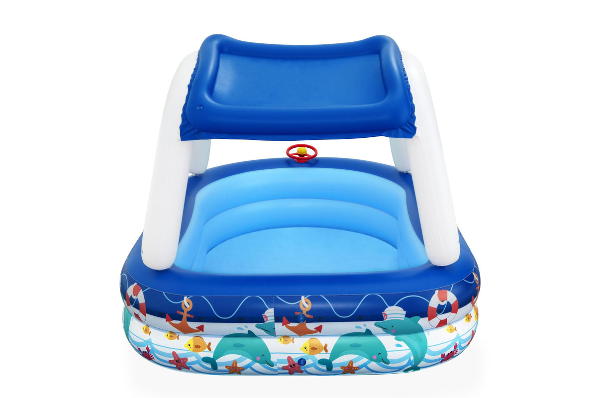 Bestway 2.13M X 1.55M X 1.32M Sea Captain Family Pool (Contents:1 Pool, 1 Sun Shade, Repair Patch) Age 3+