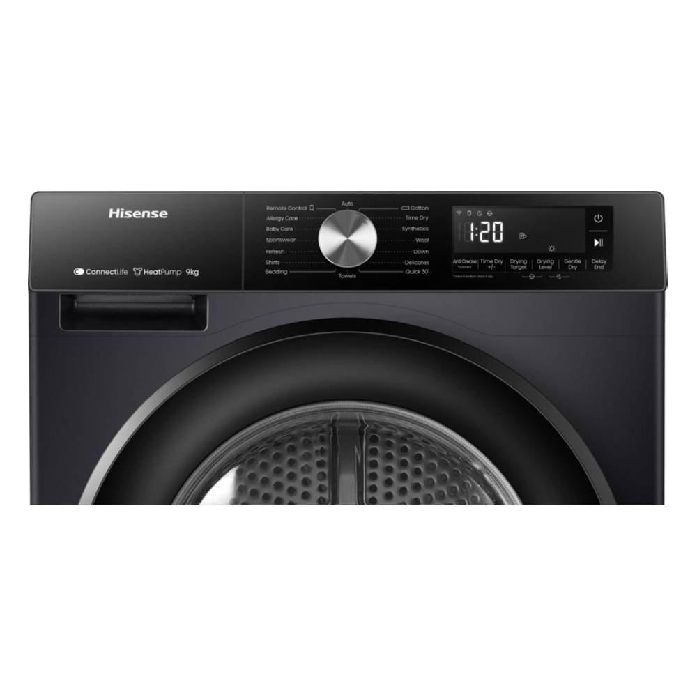 Hisense Heat Pump Dryer, 9KG Capacity, Wi-Fi Connectlife App, DH3S902BT - Grey