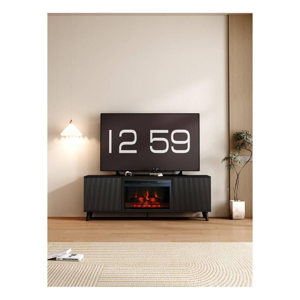 Wansa Up to 75-inch TV Stand with Fireplace Insert, KS-0262 - Black