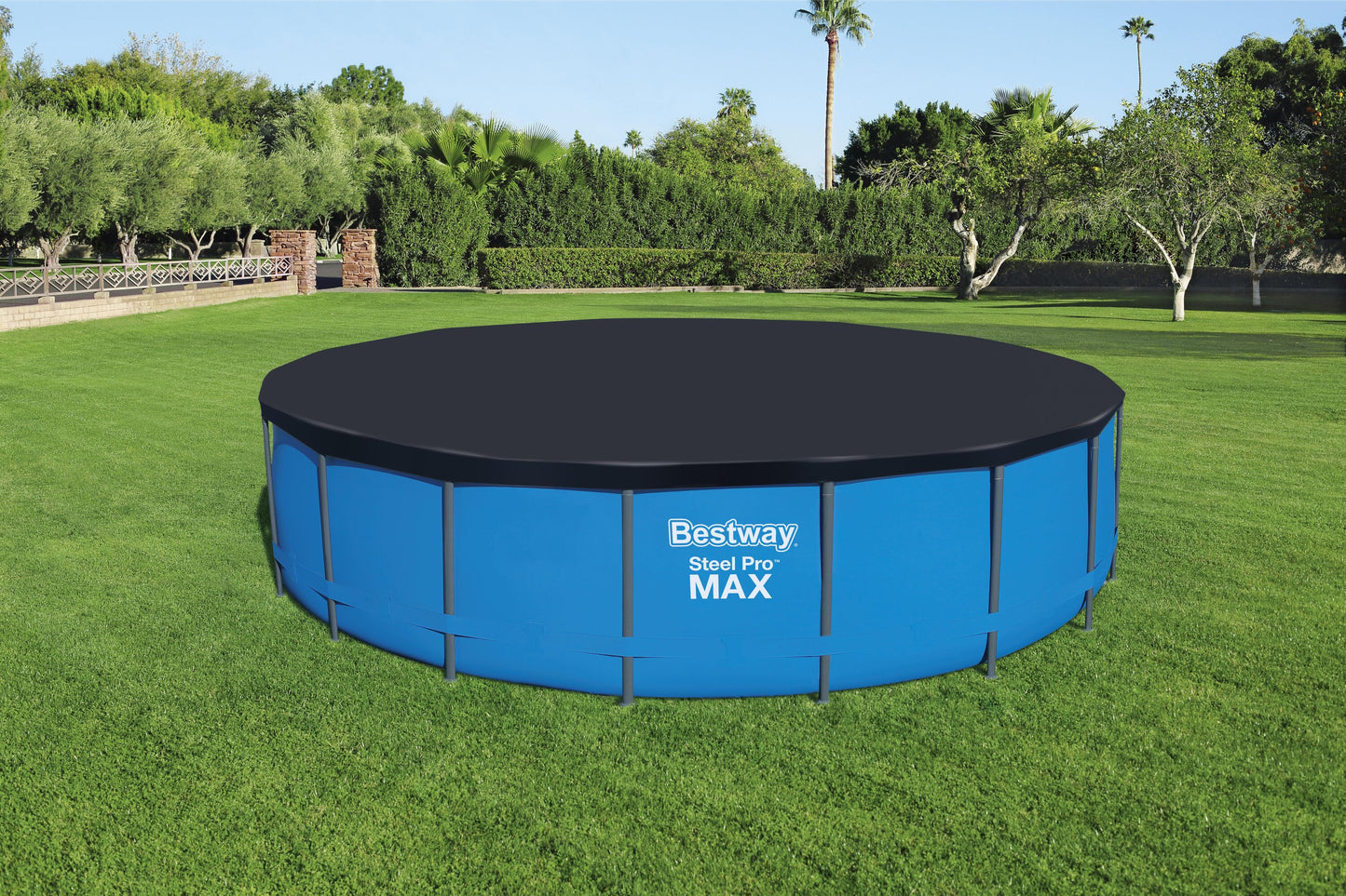 Bestway 5.49m pvc pool cover (contents:one pool cover, fits 5.49m (18') steel pro max pools and 5.49m (18') power steel pools and 5.49m (18') power steel swim vista series pools)