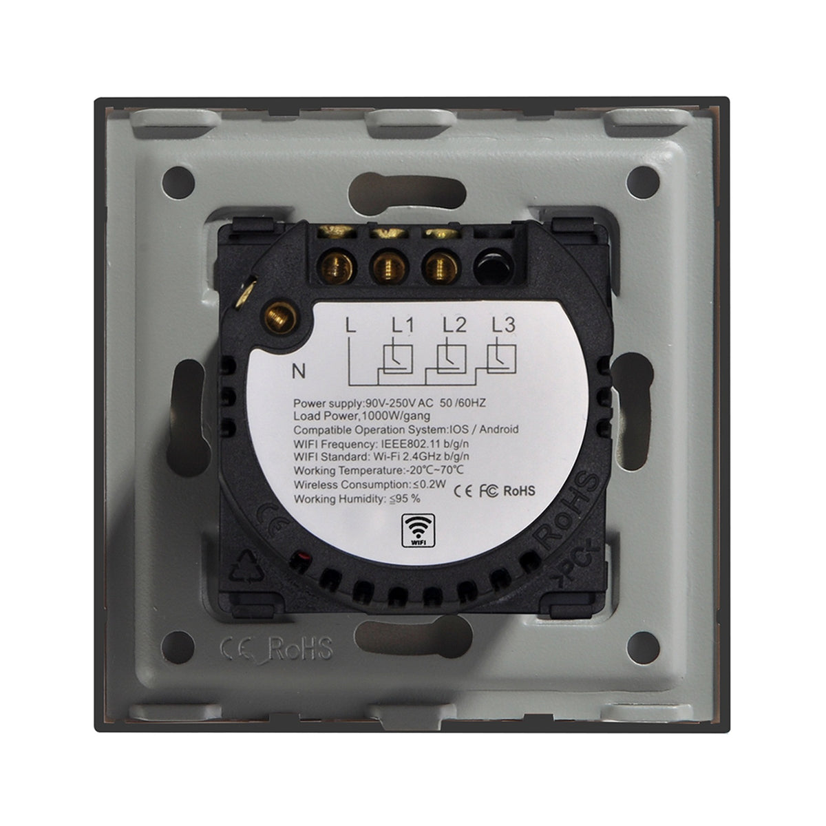 Gopeta, Smart Wi-Fi Double Pole Touch Switch - 20A / Black