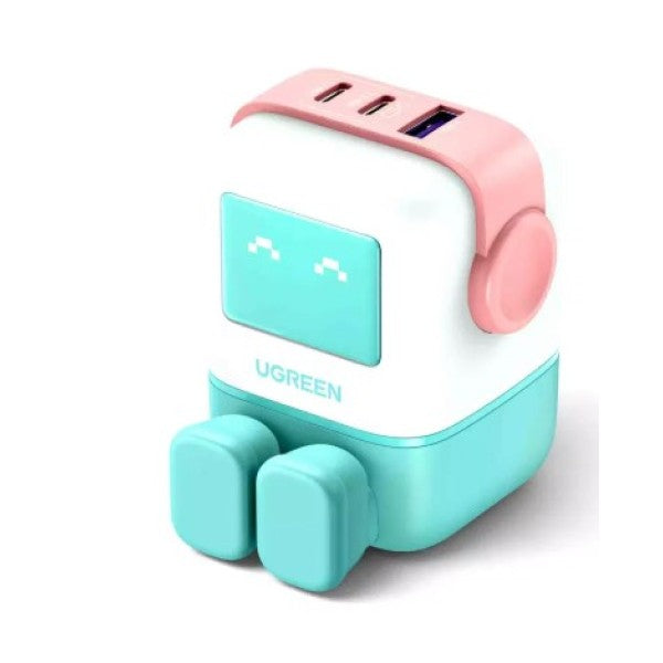 يوجرين منفذ  سريع شاحن  65W / يو اس بي/ يو اس بي/ اللون الوردي أزرق